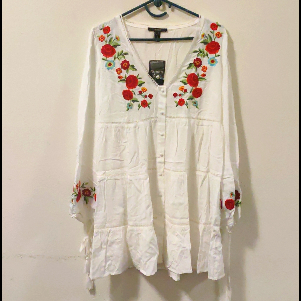 Forever 21 White Embroidered Dress